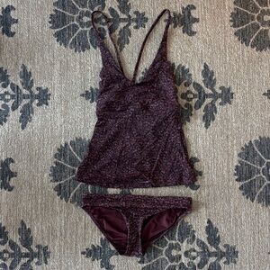 Athleta Burgundy tankini Set